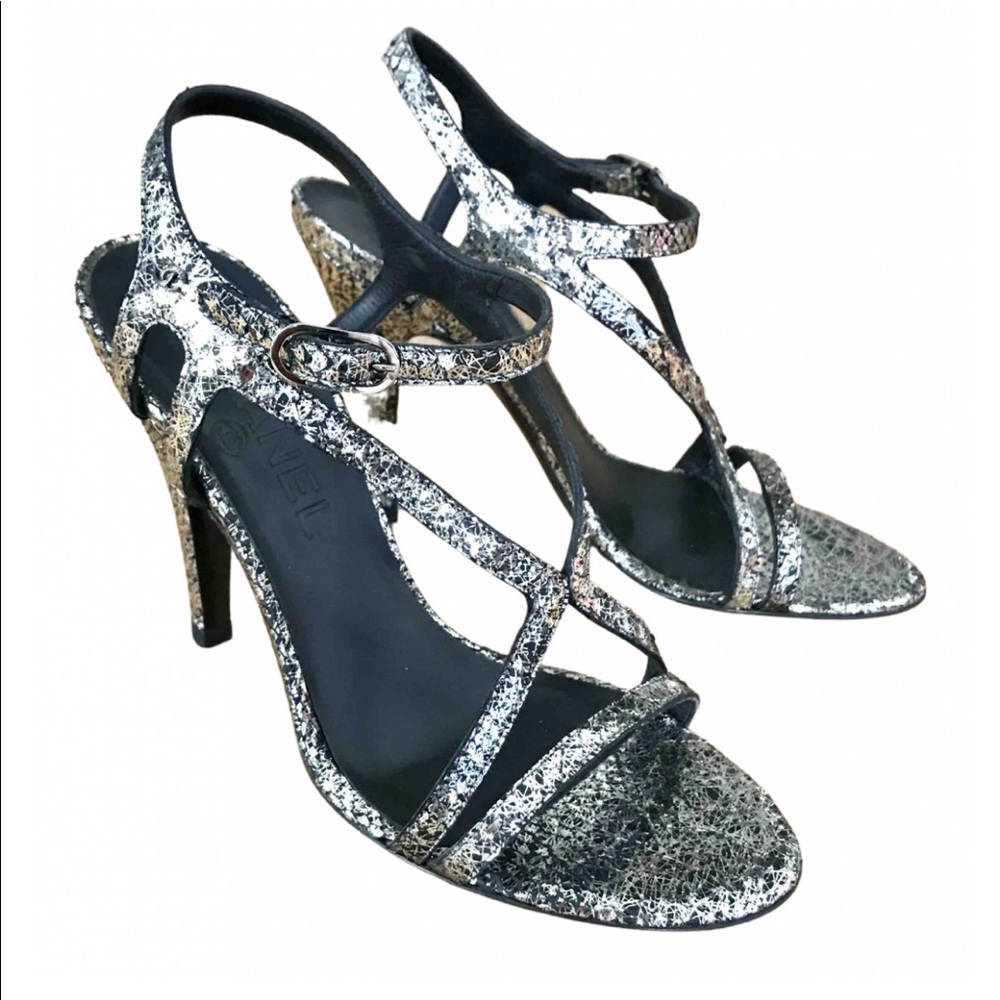 Chanel Metallic Python Stiletto Sandals - image 1